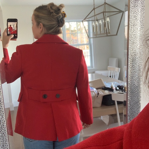 Red wool peacoat coat - fall 2023 pop of red trend! - Picture 6 of 10